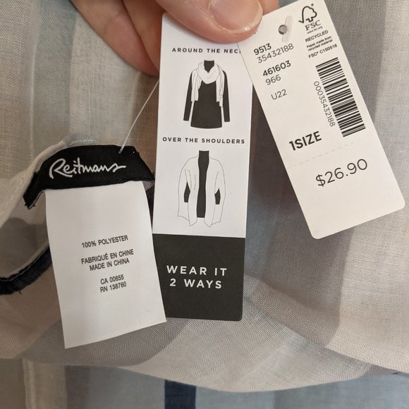 Beach Pool Swimwear Multicolour Stripe Pattern Coverup Scarf NWT One Size - Picture 5 of 8